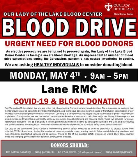 Urgent Need For Blood Donors Blood Drive Set For Monday May 4th