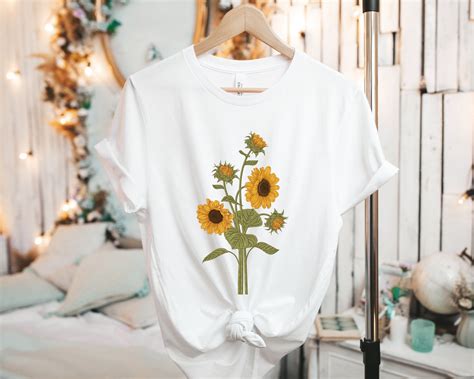 Sunflower Shirt Botanical Shirt T For Her Floral Tee Etsy