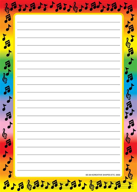 Large Notepad Music Border Lined