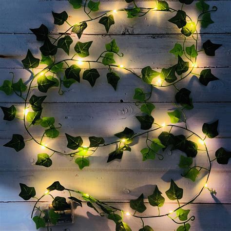 20100led Artificial Plants Led String Light Green Leaf Vine Battery
