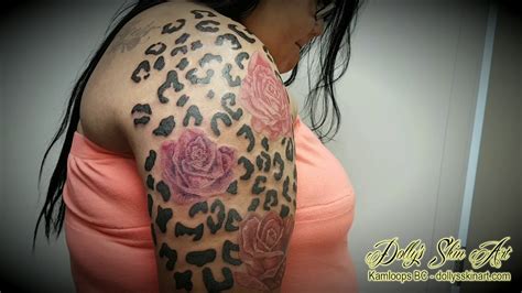 Ginas Coloured Flowers And Leopard Print Half Sleeve