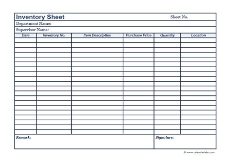 Printable Small Business Inventory Template Free Printable Templates
