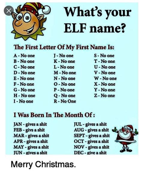 Pin By Dante Tura On English Whats Your Elf Name Elf Names Funny Memes