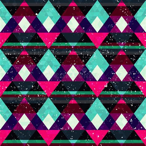 Retro Mosaic Seamless Pattern With Grunge Effect Stock Vector