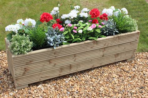 1 Metre Large Wooden Garden Trough Planter Made In Decking Boards Ebay