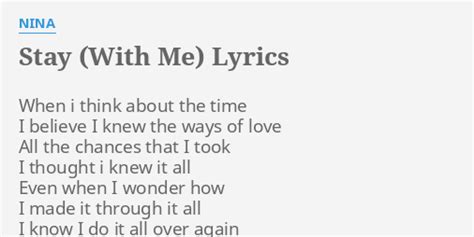 Stay With Me Lyrics By Nina When I Think About