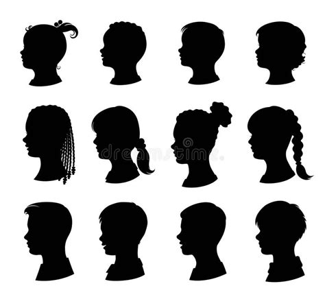 Kids Silhouettes Set Collection Of Vector Silhouettes Of Boys And