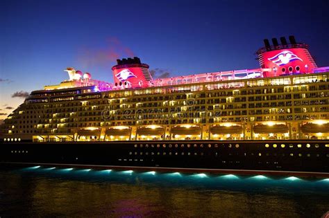 Disney Cruise Ship At Night Editorial Image Image Of