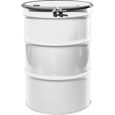 55 Gallon White Steel Drum Reconditioned Un Rated Lined Cover W