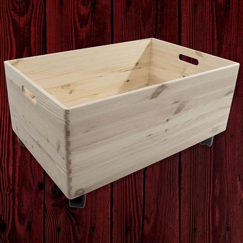Extra Large Wooden Pine Crate Open Storage Box On Wheels Unpainted