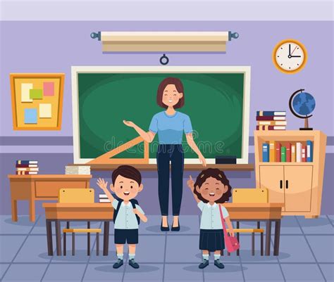 Teacher And Kids In Classroom Stock Vector Illustration Of Woman