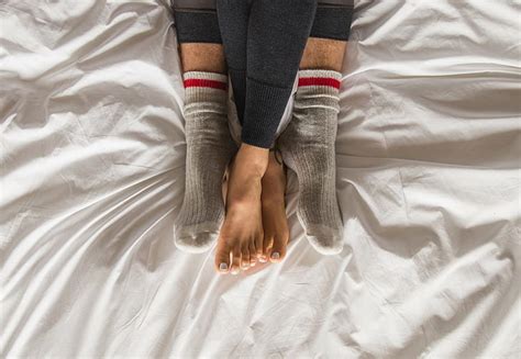 Hd Wallpaper Couple In Bed Pair Of Gray Socks Man Woman Feet
