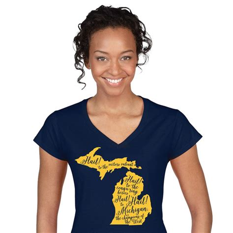 University Of Michigan Womens Shirt U Of M Umich Hail Go Blue Top Tee