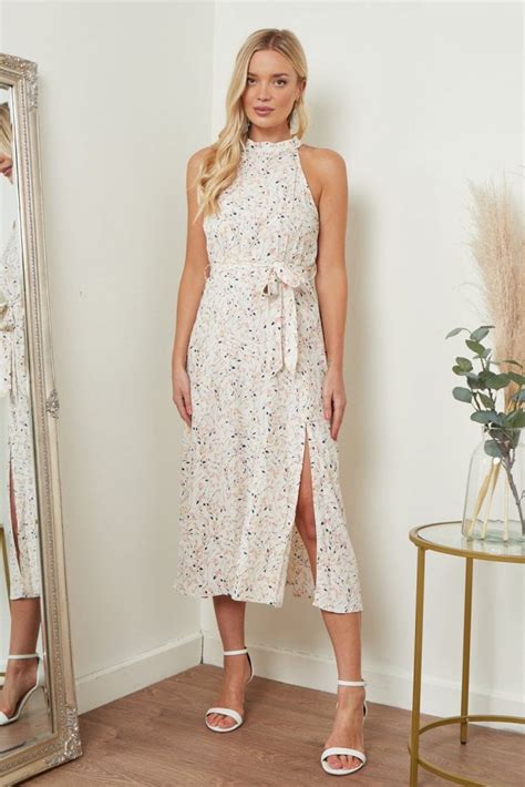 Floral Print Halterneck Maxi Dress New In From Yumi Uk