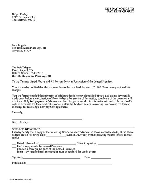 Landlord Day Notice To Vacate Sample Letter Pdf Template