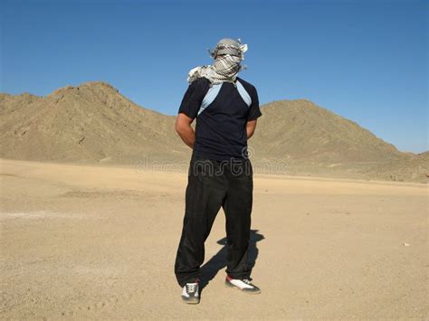 Man In Desert With Keffiyeh Stock Photo Image Of Closeup Single 4831872