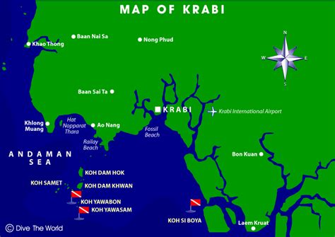 Map Of Krabi Ao Nang Beach Area Dive The World Thailand
