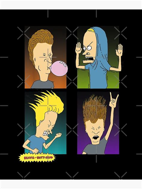 beavis and butthead four square characters graphic beavis and butt head art print by teeof