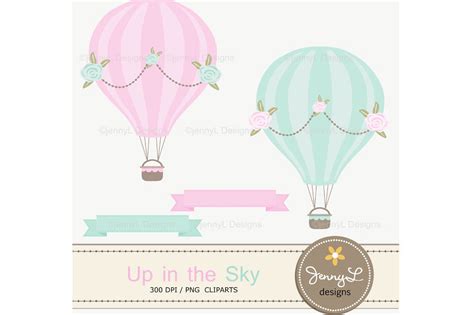 Hot Air Balloons Digital Papers Cliparts By Jennyl Designs