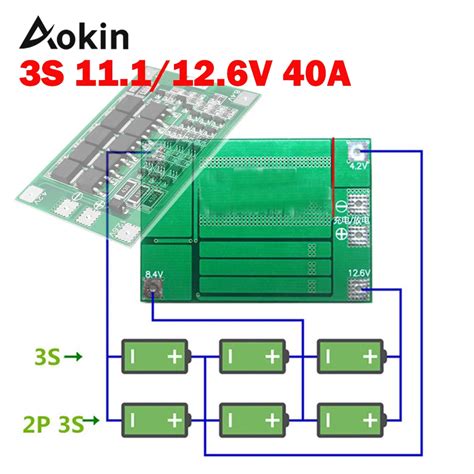 3s 40a Bms 111v 126v 18650 Lithium Battery Protection Board With