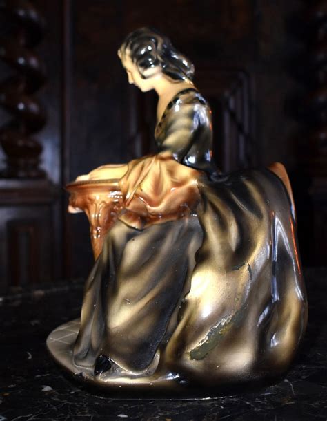 Proantic Polychrome Plaster Statue Woman Reading