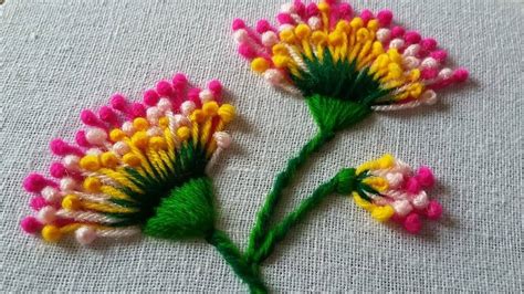Hand embroidery of flowers with polan stitch - Simple Craft Ideas