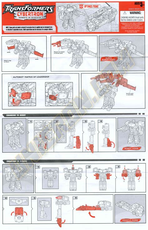 Transformers Cybertron Optimus Prime Transformers Instructions Database