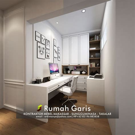 lemari buku meja kerja kamar tidur hpl minimalis | Desain interior