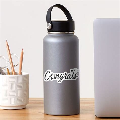 Congrats Typography Congratulation Greeting With Stars Sticker For
