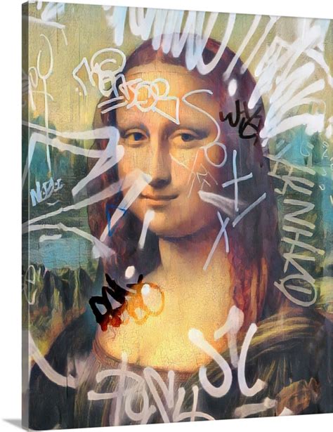 Mona Lisa Altered With Graffiti 3 Wall Art Canvas Prints Framed