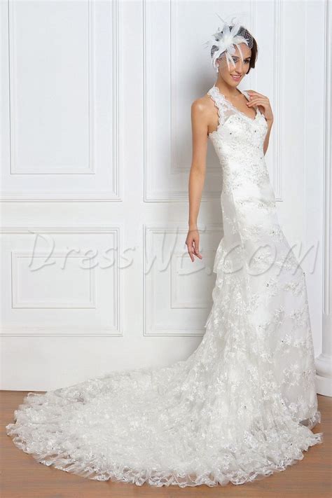 Pretty Trumpetmermaid Halter Tiered Chapel Renatas Wedding Dress