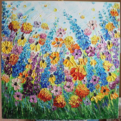 Wildflowers Texas Bluebonnet Spring Flowers Original Oil Painting