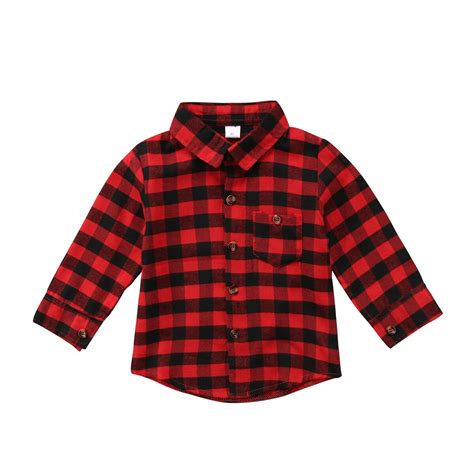 Boys Shirt Checked Long Sleeve Age 1 7 Years Red And Black Plaids Blouse