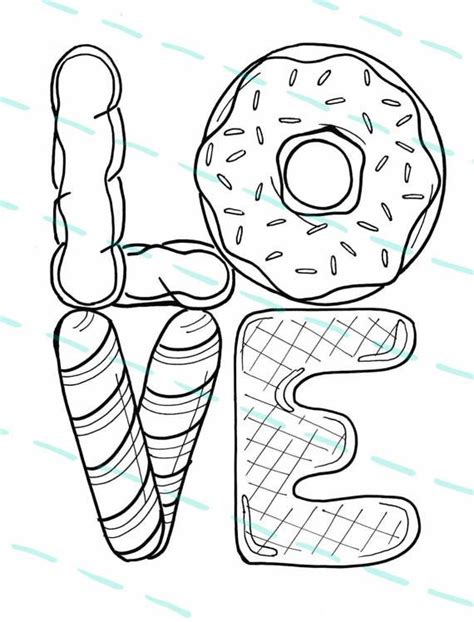 Peace love and doughnuts coloring page for you AND your kids