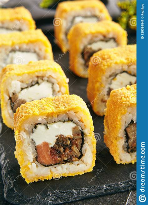 Hot Crispy Deep Fried Sushi Rolls Stock Image Image Of Delicious
