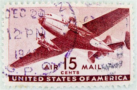 Usa Air Mail Stamp 15c Postage Post Plane Aeroplane Airplane United