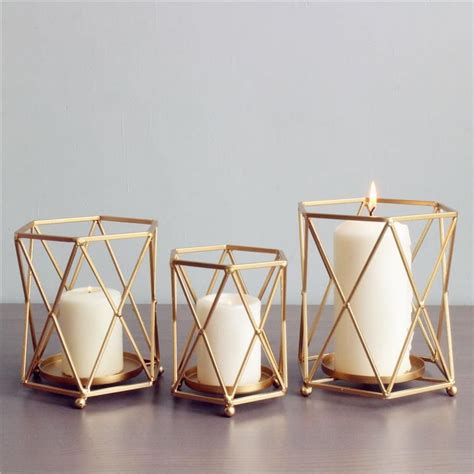 Gold Geometric Wrought Iron Candlestick Creative Candle Holder