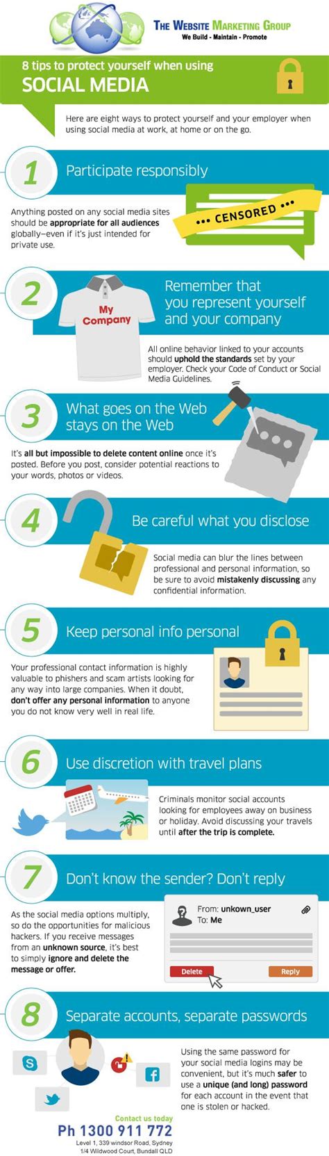 8 Ways To Stay Safe When Using Social Media Infographic