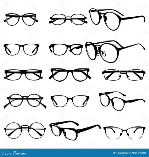 set of various stylish eye glasses frame silhouette vector illustration