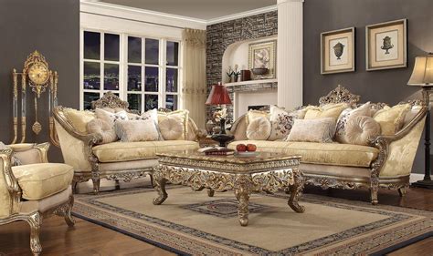 Luxury Gold Champagne Living Room Set 6pcs Homey Design Hd 2626