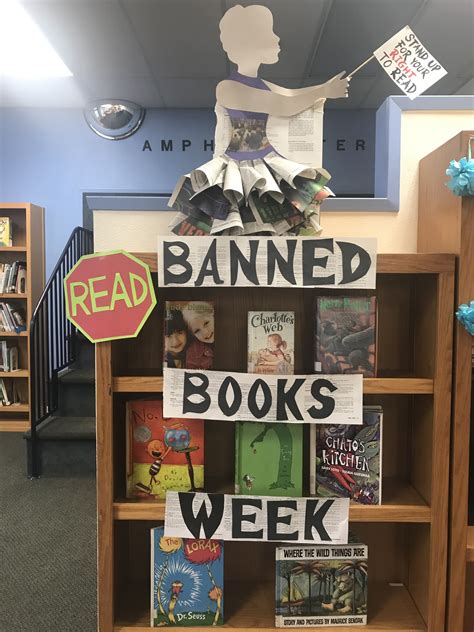 banned books week 2018 school library display school library displays library displays