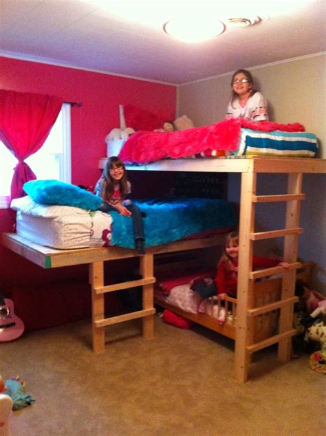 Triple Bunk Beds My Husband Built These Yes He S Awesome Triple Bunk Beds Bunk Beds Bed
