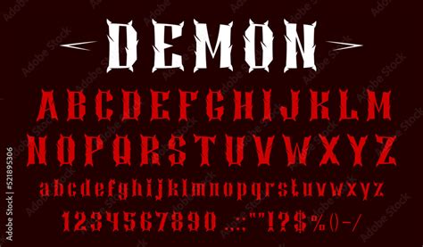 Devil Font Demon Typeface Alphabet Or Horror Typography Vector Evil