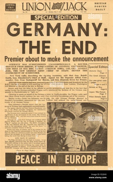 1945 Germany Surrender Newspaper Hi Res Stock Photography And Images
