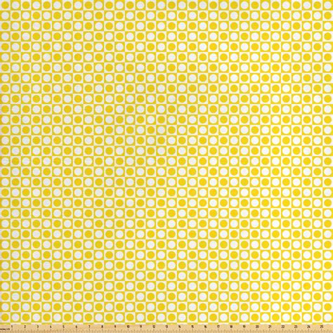 Yellow Fabric By The Yard Circles In Squares Dots Like Patterned
