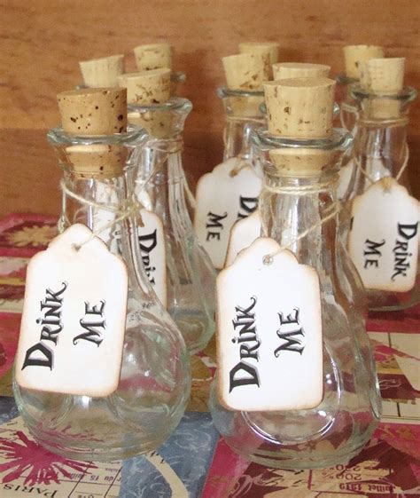 Set Of 7 Alice In Wonderland Drink Me Bottles By Lilturnipdesigns