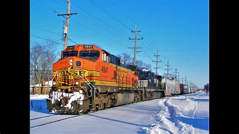 Bnsf Trains In The Snow Youtube