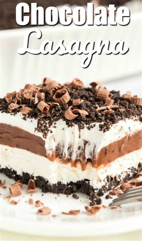 It comes together in 15 minutes!! Easy Chocolate Lasagna layered with crushed Oreos, Cool ...