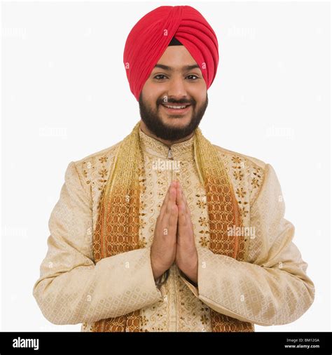 Sikh Man Greeting In Prayer Position Stock Photo Alamy