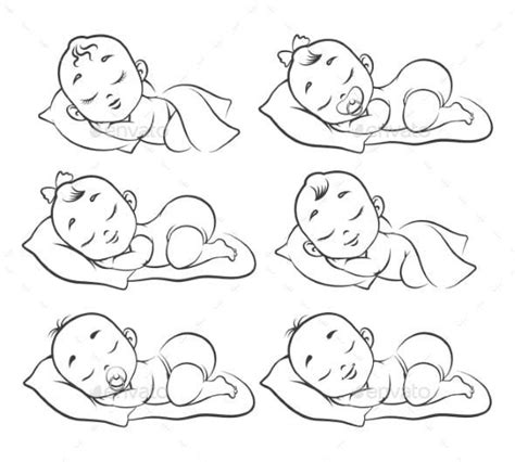 Newborn Baby Sketch Baby Girl Drawing Baby Sketch Baby Illustration